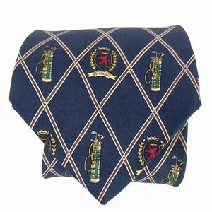 VINTAGE TOMMY HILFIGER GOLF SILK TIE NAVY BLUE 58” X 4” PREPPY CLASSIC